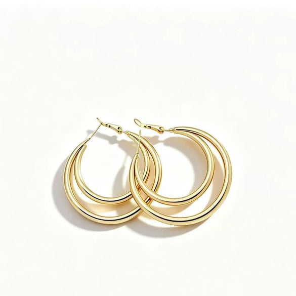 Women's Alloy Round Geometric Earrings With Multi Layer Design Electroplated Finish And Simple Elegant Personality Style