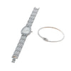 Women's Alloy Serpentine Watch Bracelet With Diamond Inlay And Stainless Steel Single Folding Buckle