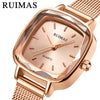 Women's Alloy Shell And Mesh Belt Square Retro Fashion Light Luxury Quartz Watch