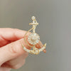 Women's Alloy Ship Anchor Brooch Electroplating Luxury Elegant Suit Pin Accessories