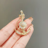 Women's Alloy Ship Anchor Brooch Electroplating Luxury Elegant Suit Pin Accessories