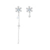 Women's Alloy 925 Silver Electroplated Asymmetric Snowflake Flower Tassel Earrings Light Luxury High End Temperament