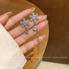 Women's Alloy 925 Silver Electroplated Asymmetric Snowflake Flower Tassel Earrings Light Luxury High End Temperament