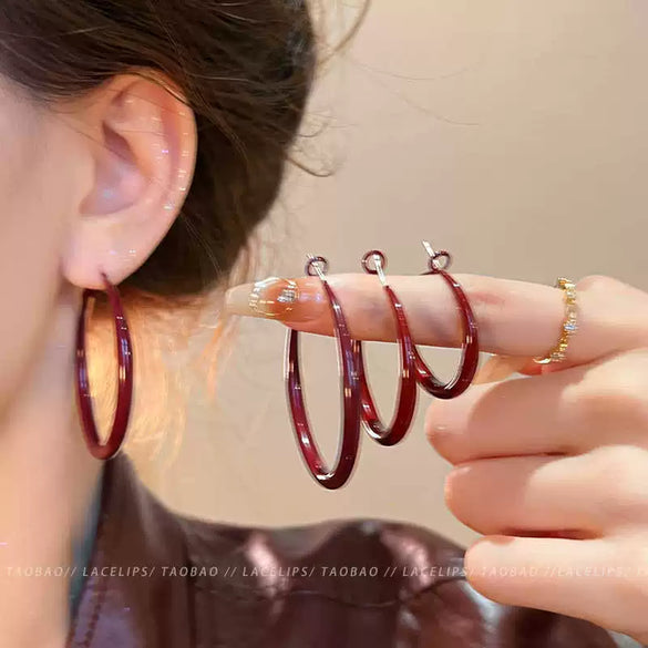 Women's Alloy 925 Silver Geometric Hoop Earrings With Electroplating