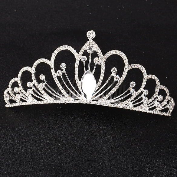 Women's Alloy Silver Plated Rhinestone Inlay Electroplated Bridal Wedding Cake Crown Hair Accessories