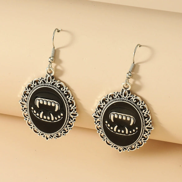 Women's Alloy Skull Tooth Hanging Earrings Retro Palace Style Electroplating