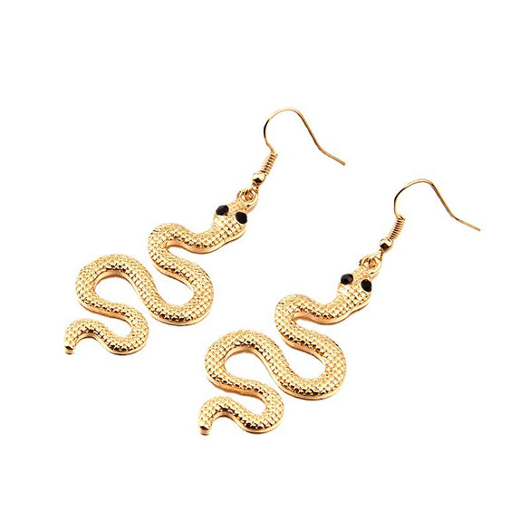 Women’s Alloy Snake Ear Hook Earrings With Electroplated Animal Zodiac Design And Exaggerated Statement Style