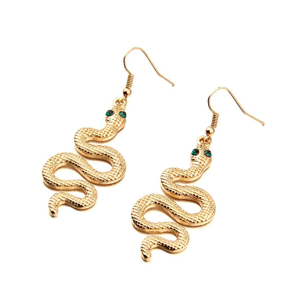 Women’s Alloy Snake Ear Hook Earrings With Electroplated Animal Zodiac Design And Exaggerated Statement Style