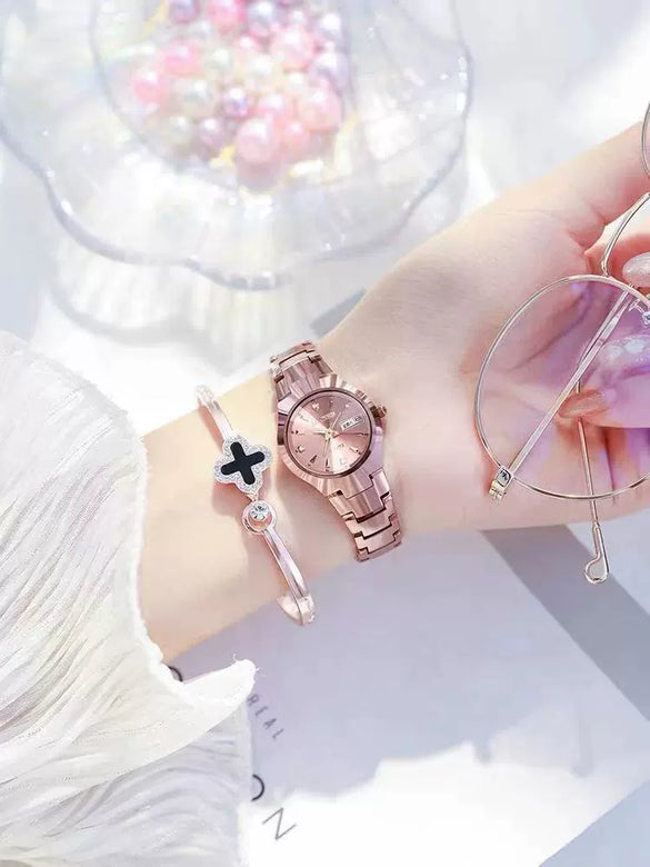 Women's Alloy Sports Style Round Dial Waterproof Luminous Automatic Movement Watch