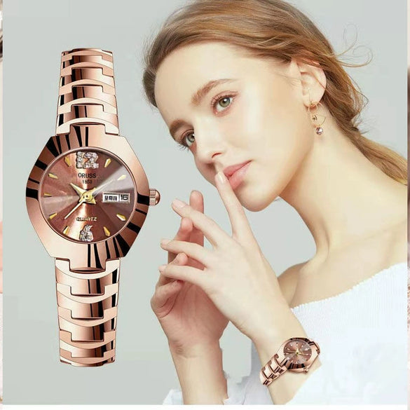 Women's Alloy Sports Style Round Dial Waterproof Luminous Automatic Movement Watch
