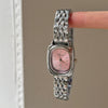 Women's Alloy Square And Round Dial Quartz Watch With Onion Crown And Steel Band