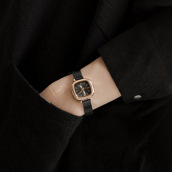 Women's Alloy Square Dial Fashion Simple Elegant Mesh Chain Niche Watch
