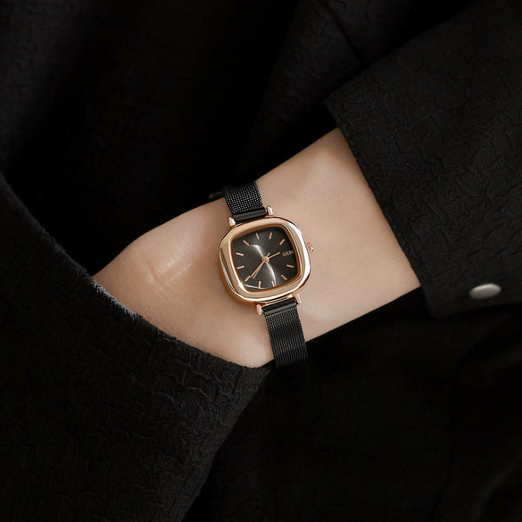 Women's Alloy Square Dial Fashion Simple Elegant Mesh Chain Niche Watch