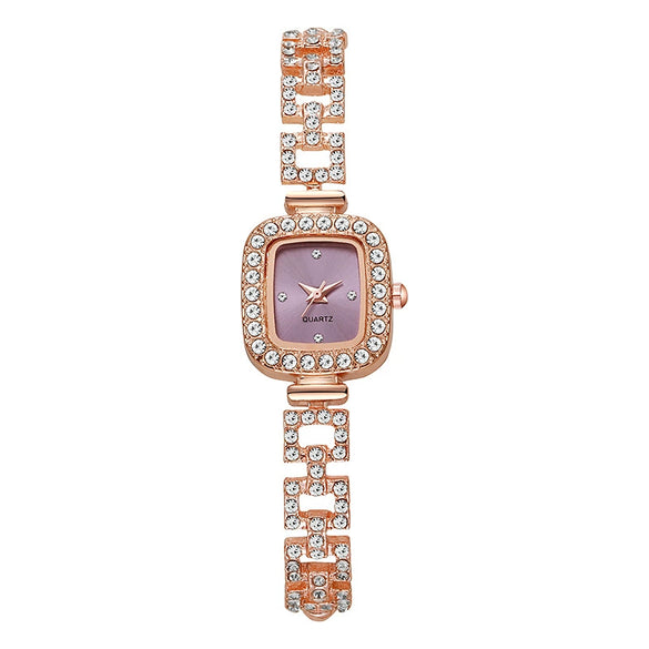 Women's Alloy Square Diamond Bracelet Quartz Watch Fashion Style