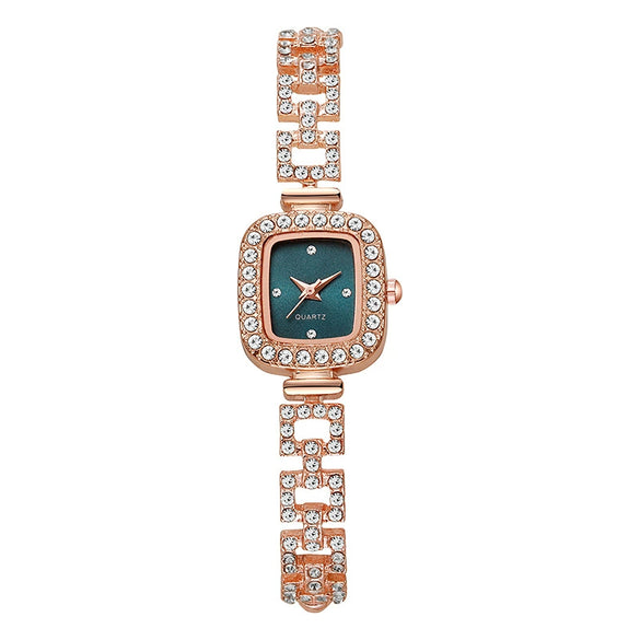 Women's Alloy Square Diamond Bracelet Quartz Watch Fashion Style