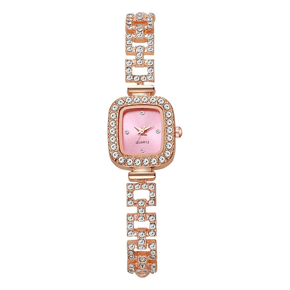 Women's Alloy Square Diamond Bracelet Quartz Watch Fashion Style
