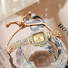 Women's Alloy Square Diamond Bracelet Quartz Watch Fashion Style