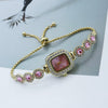 Women's Alloy Square Quartz Bracelet Watch Fashion Diamondencrusted