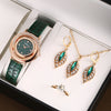 Women's Alloy Stainless Steel Imitation Leather Diamond Snake Pattern Quartz Belt Watch Jewelry Set