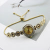 Women's Alloy Stainless Steel Luxury Elegant Fashion Quartz Watch With Chalcedony Bracelet And Pull Rope Free Adjustment