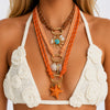 Women's Alloy Starfish Seashell And Fish Pendant Necklace With Handmade Nylon Rope Chain For Layered Vacation Style