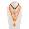Women's Alloy Starfish Seashell And Fish Pendant Necklace With Handmade Nylon Rope Chain For Layered Vacation Style