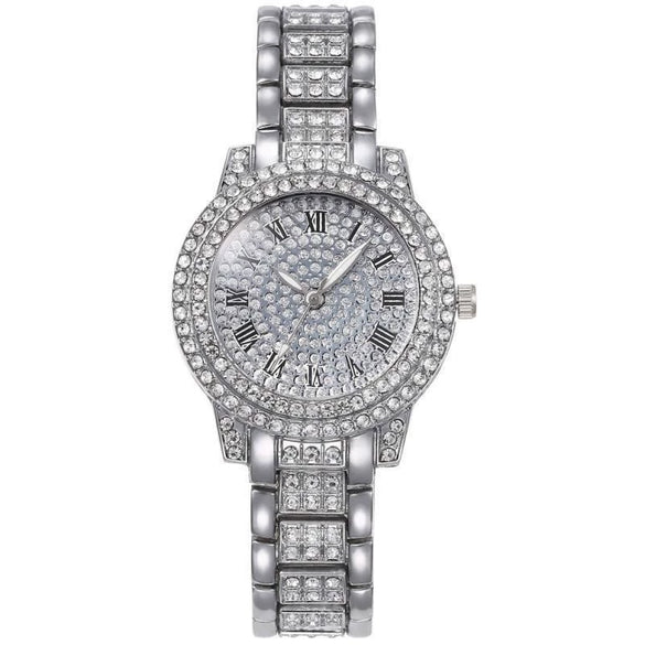 Women's Alloy Steel Quartz Watch With Starry Sky Pattern And Roman Digital Fashion Style