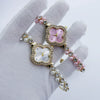 Women's Alloy Strap Flower Shape Fashion Watch With Pearl Diamond Four Leaf Clover Design
