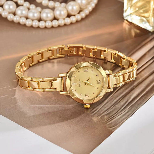 Women's Alloy Strap Round Dial Casual Retro Light Luxury Student Watch