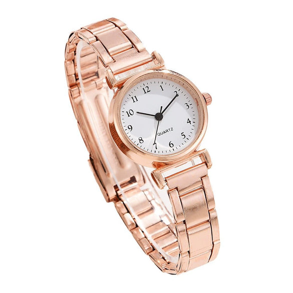 Women's Alloy Strap Round Dial Quartz Watch Simple And Versatile Style
