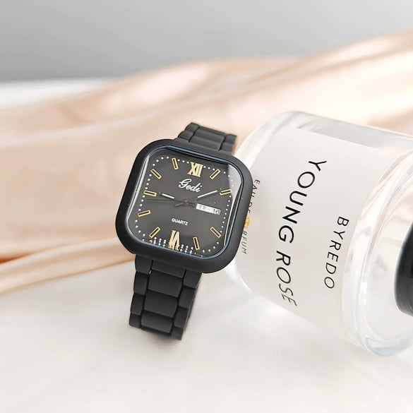 Women's Alloy Strap Square Dial Fashion Luxury Student Calendar Week Watch