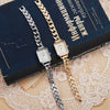 Women's Alloy Strap Square Hollow Fashion Leisure Watch With Stainless Steel Buckle