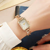 Women's Alloy Strap Square Hollow Fashion Leisure Watch With Stainless Steel Buckle