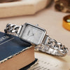 Women's Alloy Strap Square Hollow Fashion Leisure Watch With Stainless Steel Buckle