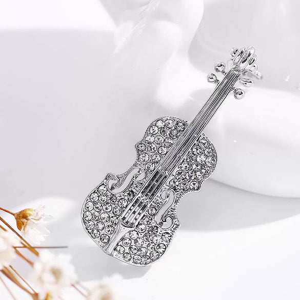 Women's Alloy Suit Brooch Electroplated Natural Style Violin Pin For Cardigan Shawl