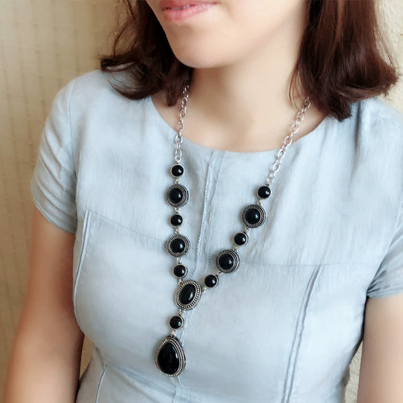Women's Alloy Turquoise Drop Shape Electroplated Jewelry Pendant Necklace