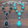 Women's Alloy Turquoise Drop Shape Electroplated Jewelry Pendant Necklace