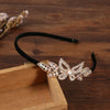 Women's Alloy Velvet Headband With Pearl Butterfly And Rhinestone Electroplated