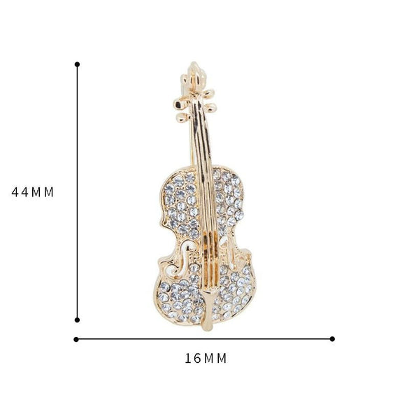 Women's Alloy Violin Antilight Brooch Electroplated Natural Style For Suit Cardigan Shawl