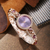 Women's Alloy Watch And Gemstone Bracelet With Round Dial And Horseshoe Buckle Leisure Style
