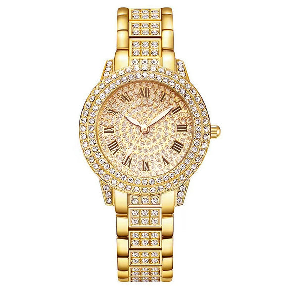 Women's Alloy Watch Fivepiece Set Round Dial Spiral Crown Pin Buckle Ordinary Glass Mirror Leisure Style