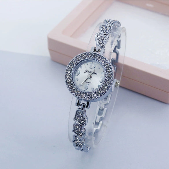 Women's Alloy Watch Round Dial Creative Letters Diamondencrusted Leisure Style