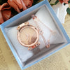 Women's Alloy Watch Set With Magnet Buckle And Round Dial Leisure Style