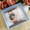 Women's Alloy Watch Set With Magnet Buckle And Round Dial Leisure Style