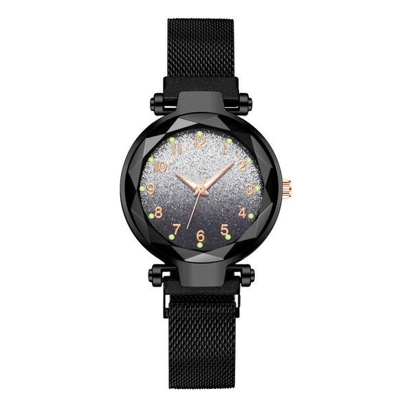 Women's Alloy Watch With Magnet Buckle And Round Dial Leisure Style