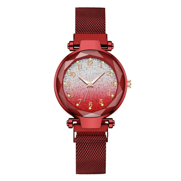Women's Alloy Watch With Magnet Buckle And Round Dial Leisure Style
