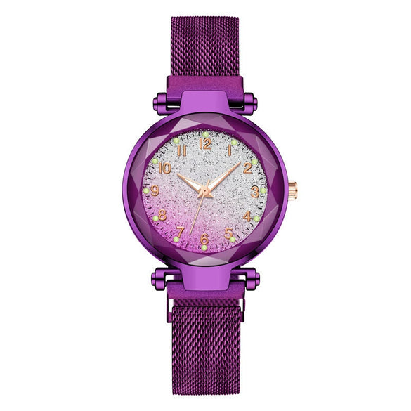 Women's Alloy Watch With Magnet Buckle And Round Dial Leisure Style
