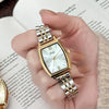 Women's Alloy Watch With Rectangle Dial And Stainless Steel Clasp French Retro Elegant Style