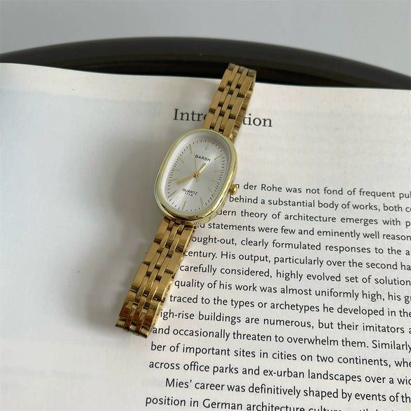 Women's Alloy Watch With Rose Gold Buckle Round Dial And Onion Crown Simple Elegant Retro Leisure Style