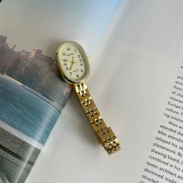 Women's Alloy Watch With Rose Gold Buckle Round Dial And Onion Crown Simple Elegant Retro Leisure Style